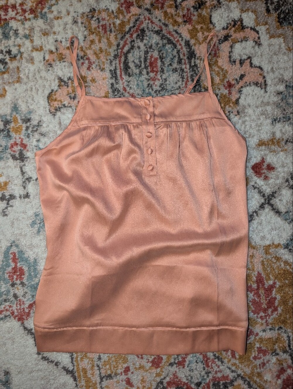 Haven Well Within Women's S Silk Peach Satin Cami Button Low Back